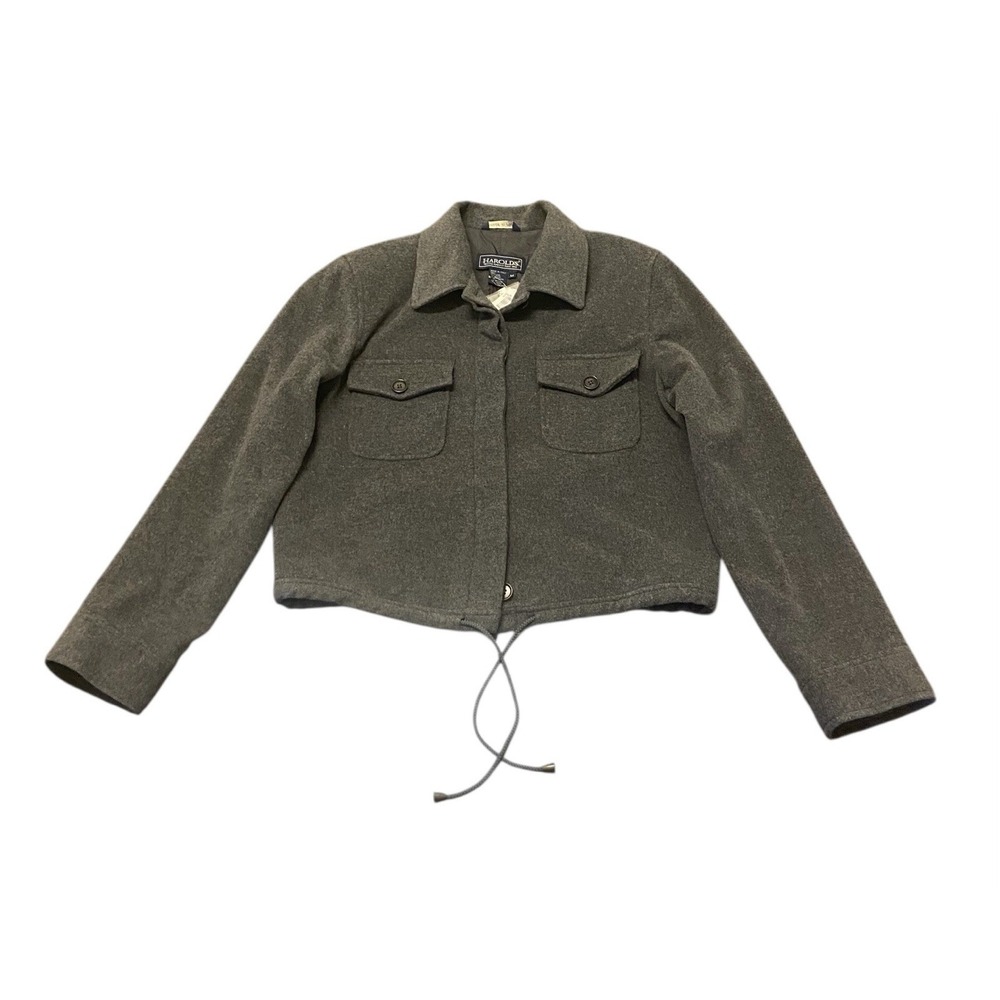 Harolds Jacket‎ Womens M Gray Wool Cashmere Italy Heritage Preppy Crop NWT